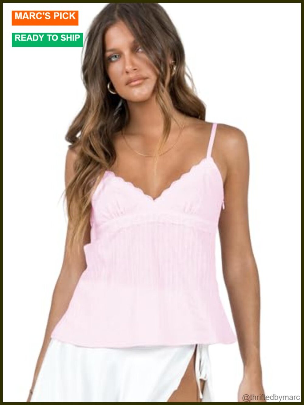 Lace Trim Tank Top Sleeveless V-Neck Camisole Adjustable Straps